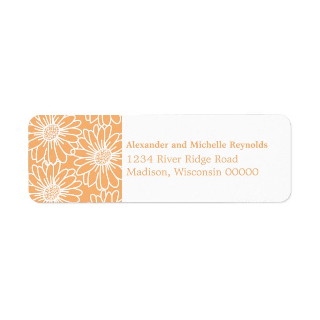 Whimsical Daisies Return Address Labels, Orange Label (Front)