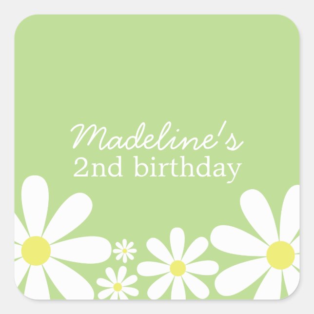 Whimsical Daisies Square Sticker (Front)