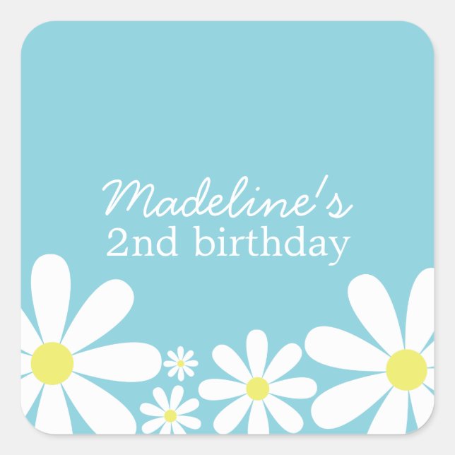 Whimsical Daisies Square Sticker (Front)
