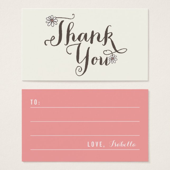 Whimsical Daisies Thank You Script DIY Gift Tag (Front & Back)
