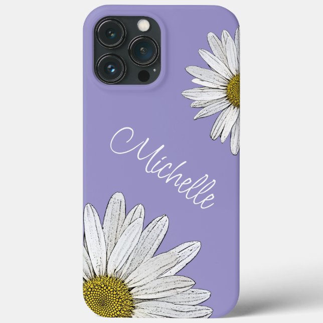 Whimsical Daisies Trendy Purple Cute Botanical   Case-Mate iPhone Case (Back)