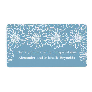 Whimsical Daisies Wedding Labels, Blue Label
