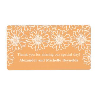 Whimsical Daisies Wedding Labels, Orange Label