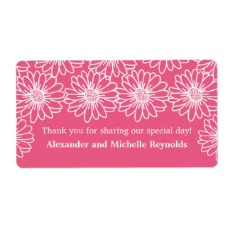 Whimsical Daisies Wedding Labels, Pink Label