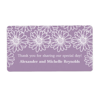 Whimsical Daisies Wedding Labels, Purple Label