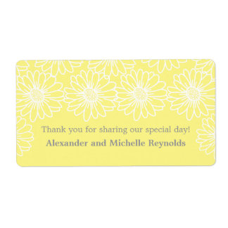Whimsical Daisies Wedding Labels, Yellow Label