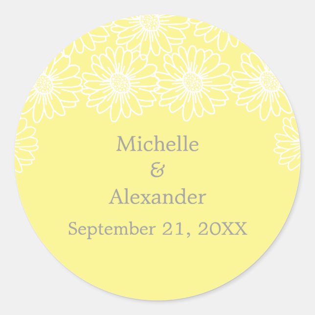 Whimsical Daisies Wedding Stickers (Front)