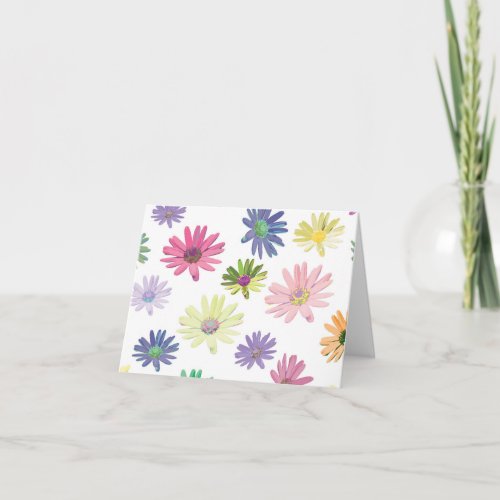 Whimsical Daisies with Name Note Card