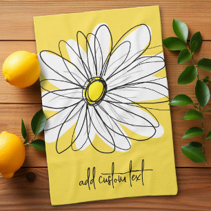 Whimsical Daisy Custom Text and can edit color Kitchen Towel