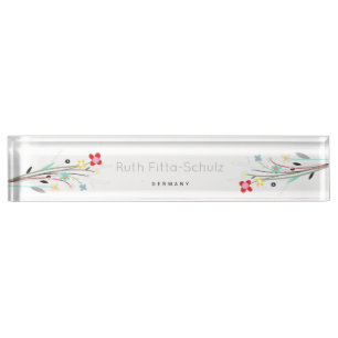 Whimsical Daisy Custom Text Desk Name Plate