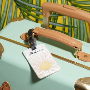 whimsical daisy custom text luggage tag