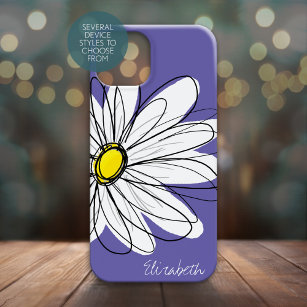 Whimsical Daisy Floral Illustration yellow purple iPhone 13 Pro Max Case