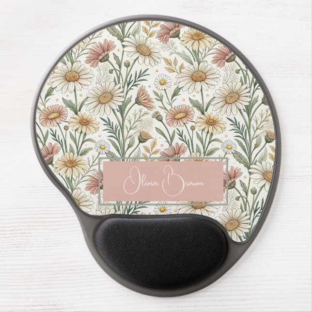 Whimsical Daisy Garden Aesthetic Custom Gel Mouse Pad (Front)
