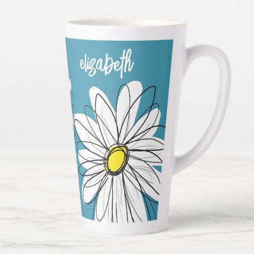 Whimsical Daisy _ orchid _ trendy script name Latte Mug