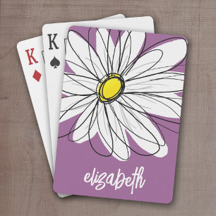 Whimsical Daisy - orchid - trendy script name Poker Cards