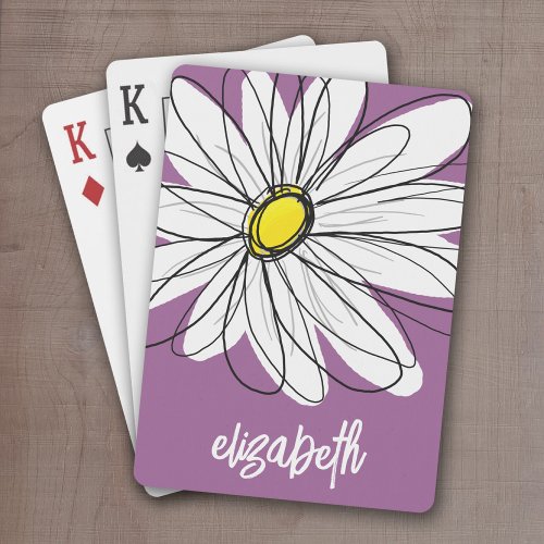 Whimsical Daisy _ orchid _ trendy script name Poker Cards