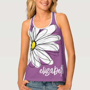 Whimsical Daisy - orchid - trendy script name Tank Top