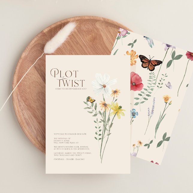 Whimsical Daisy Plot Twist Wedding Save The Date  (Whimsical Daisy Plot Twist Wedding Save The Date)