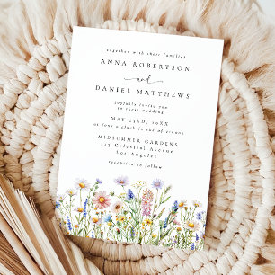 Whimsical Daisy Wildflower Wedding Invitation