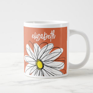Whimsical Daisy - with trendy script name Giant Coffee Mug
