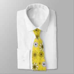 Whimsical Daisy Yellow and White  Neck Tie