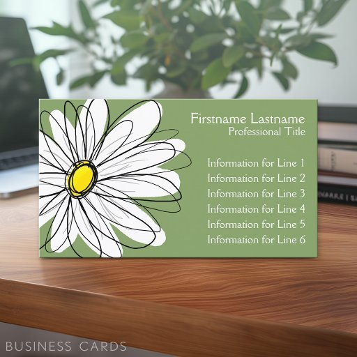 Customizable Whimsical Daisy - yellow green Business Card Templates