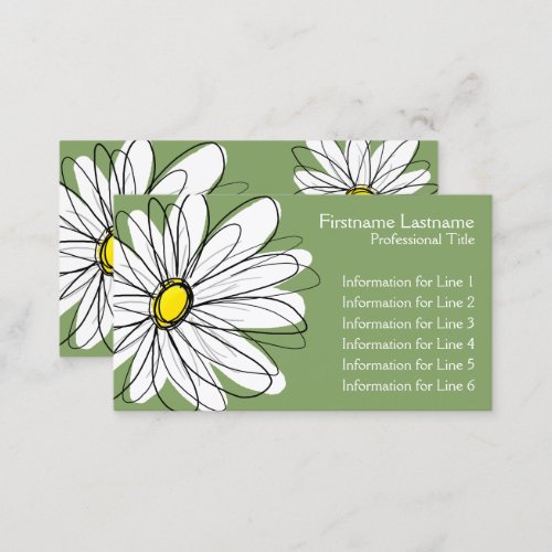 Whimsical Daisy _ yellow green Business Card