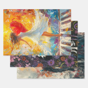 Whimsical Dancer, Skeleton Couple, Whimsical Girl  Wrapping Paper Sheets