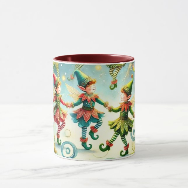 Whimsical Dancing Elves Mug (Center)