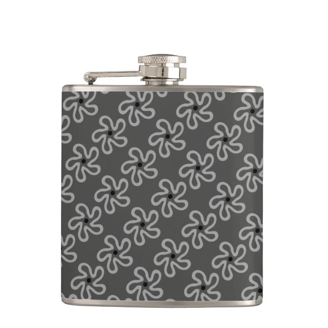 Whimsical Dancing Gray Flower Abstract Flask