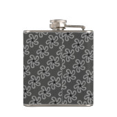 Whimsical Dancing Gray Flower Abstract Flask (Back)