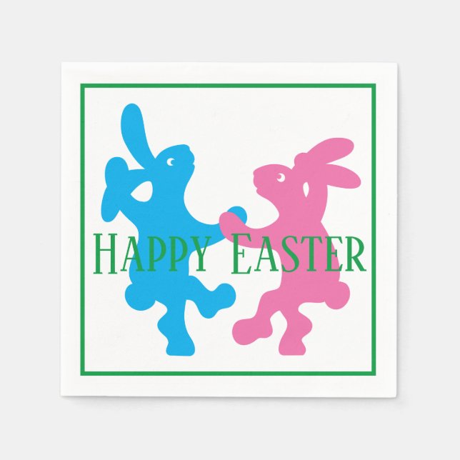 Whimsical Dancing Rabbits Napkins (Front)