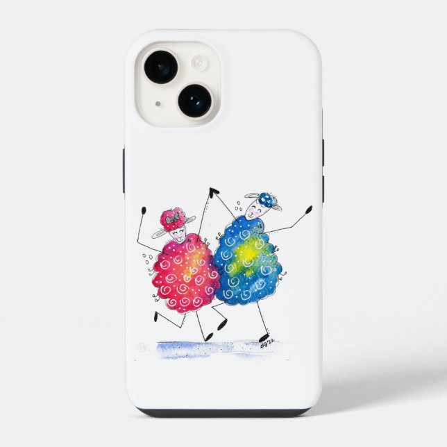 Whimsical Dancing Sheep Iphone Case (Back)