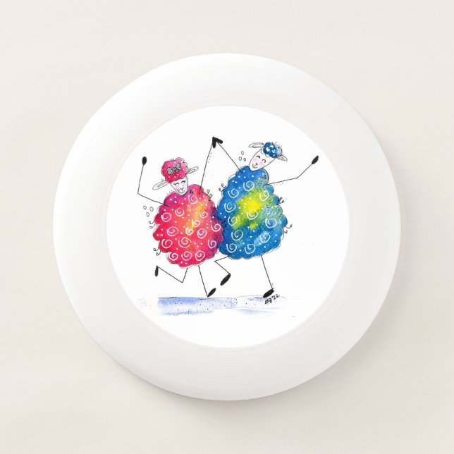 Whimsical Dancing Sheep Wham-O Frisbee (Front)
