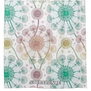 Whimsical Dandelion Breeze – Pastel Botanical Shower Curtain
