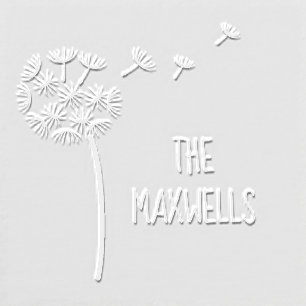 Whimsical Dandelion Custom Family Name Embosser