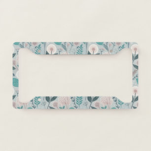 Whimsical Dandelion & Floral Folk Art Seamless (2) License Plate Frame