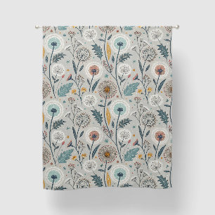 Whimsical Dandelion & Floral Folk Art Seamless Blackout Curtains