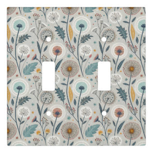 Whimsical Dandelion & Floral Folk Art Seamless Light Switch Cover