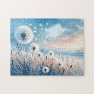 Whimsical Dandelion Fluff in the Wind Jigsaw Puzzle