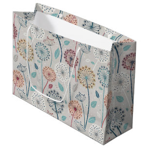 Whimsical Dandelion - Red, Yellow, White & Teal Large Gift Bag