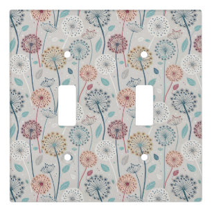 Whimsical Dandelion - Red, Yellow, White & Teal Light Switch Cover