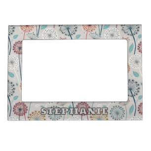 Whimsical Dandelion - Red, Yellow, White & Teal Magnetic Frame