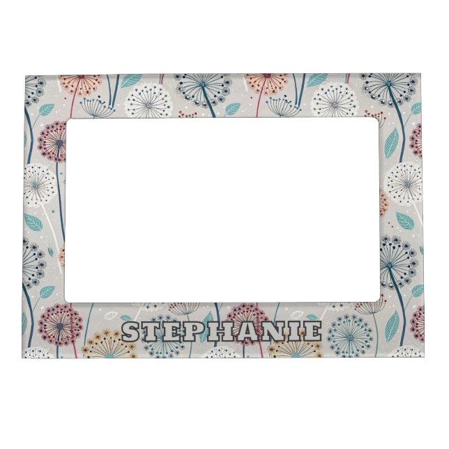 Whimsical Dandelion - Red, Yellow, White & Teal Magnetic Frame (Front)