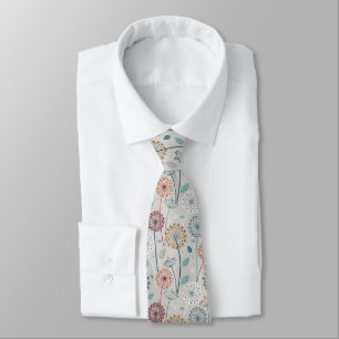 Whimsical Dandelion - Red, Yellow, White & Teal Neck Tie