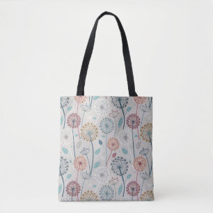 Whimsical Dandelion - Red, Yellow, White & Teal Tote Bag