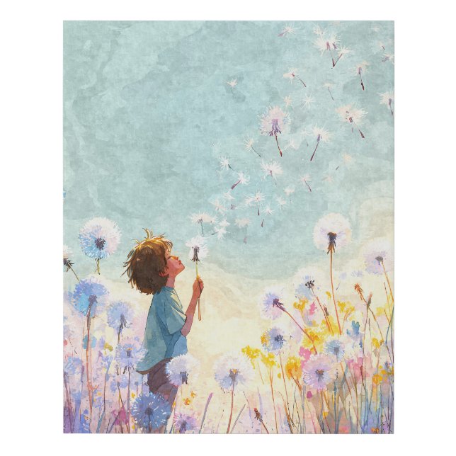 Whimsical Dandelion Wish Field Faux Canvas Print (Front)