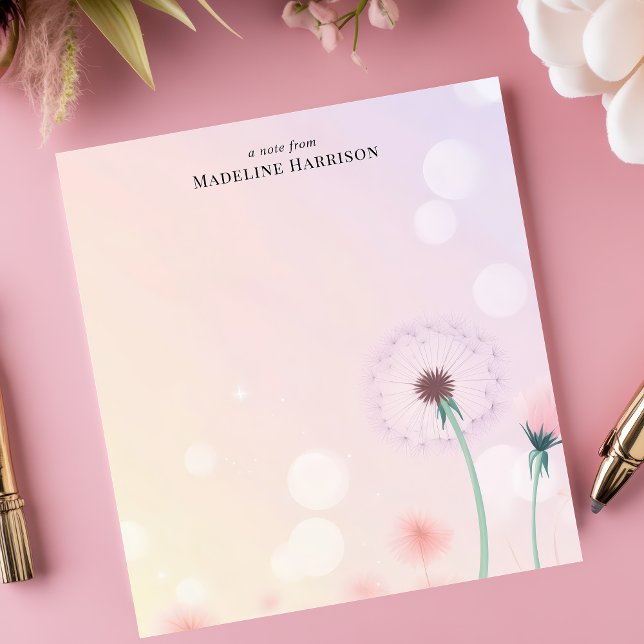 Whimsical Dandelion Wish Personalized Name Notepad (Creator Uploaded)