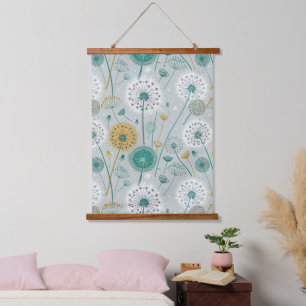 Whimsical Dandelion - Yellow, White & Teal Hanging Tapestry