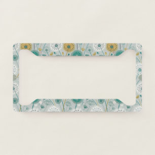 Whimsical Dandelion - Yellow, White & Teal License Plate Frame